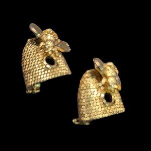 Vintage Gold Tone Bee hive Scatter Pin Brooch Set Retro Costume Jewelry